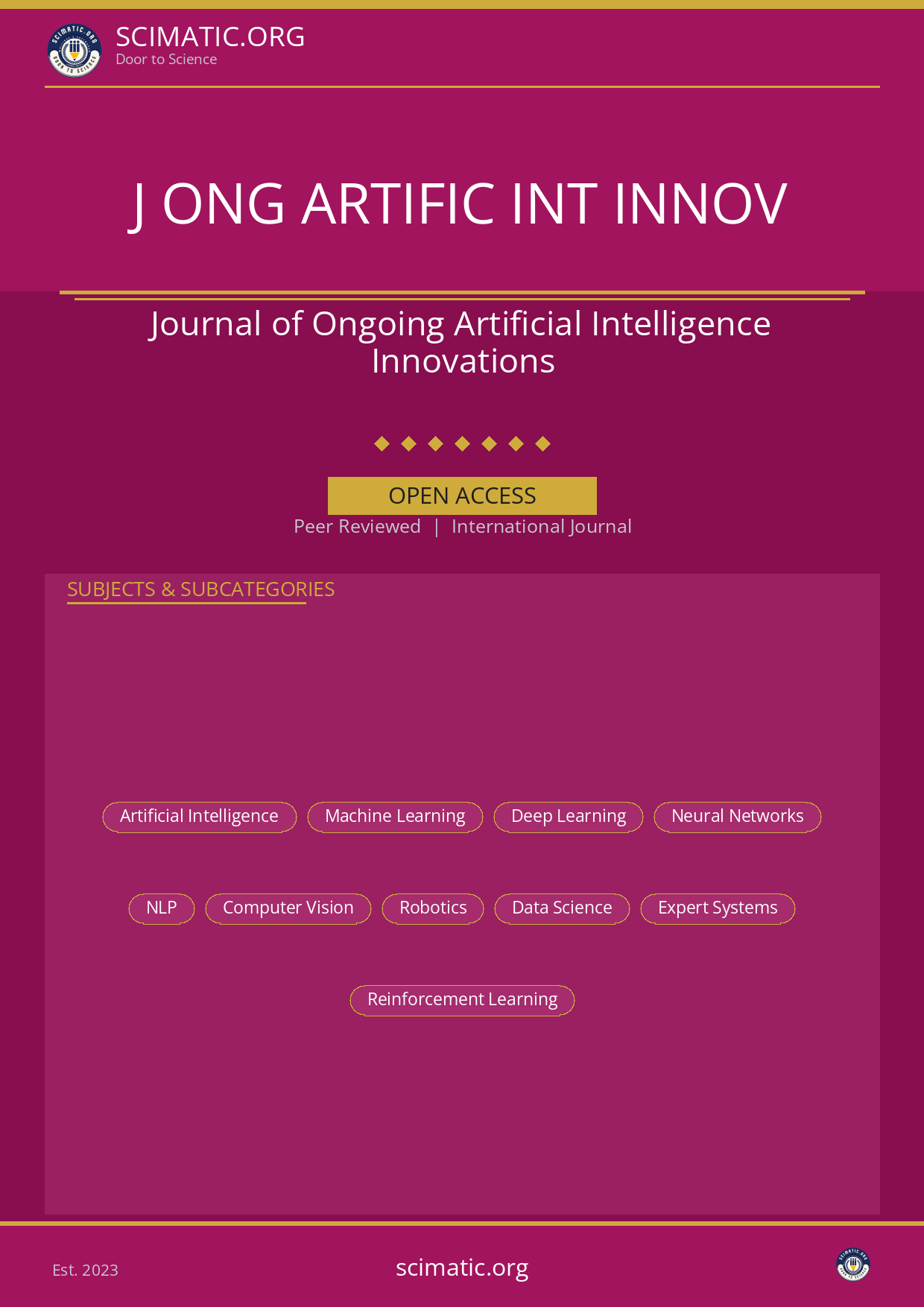 Journal of Ongoing Artificial Intelligence Innovations