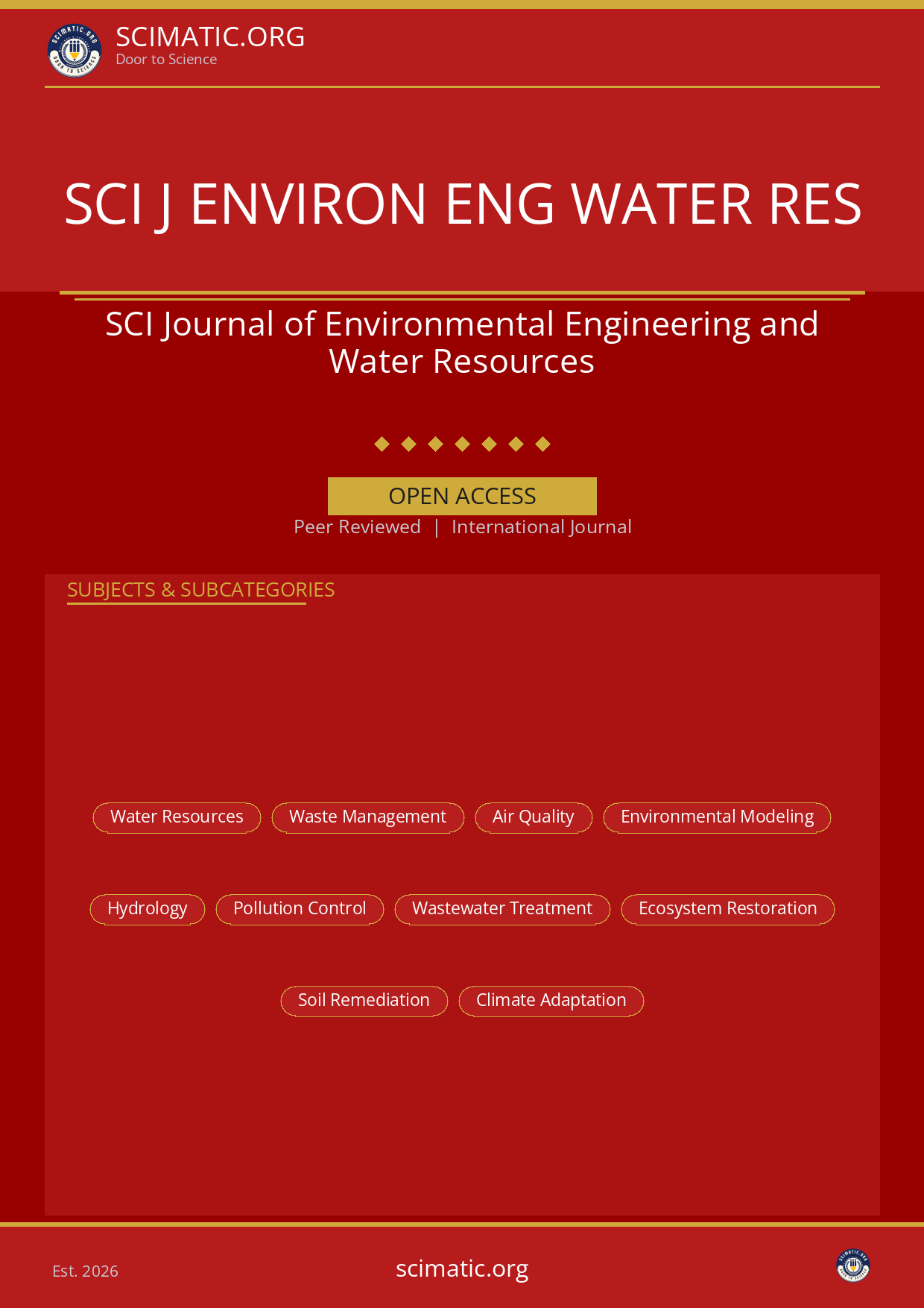 SCI Journal of Environmental Engineering and Water Resources