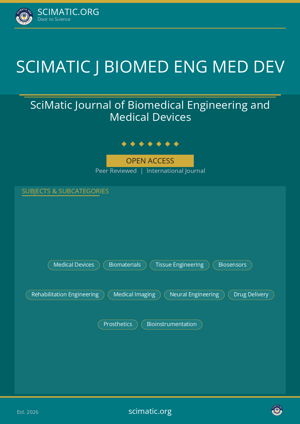 SciMatic Journal of Biomedical Engineering and Medical Devices