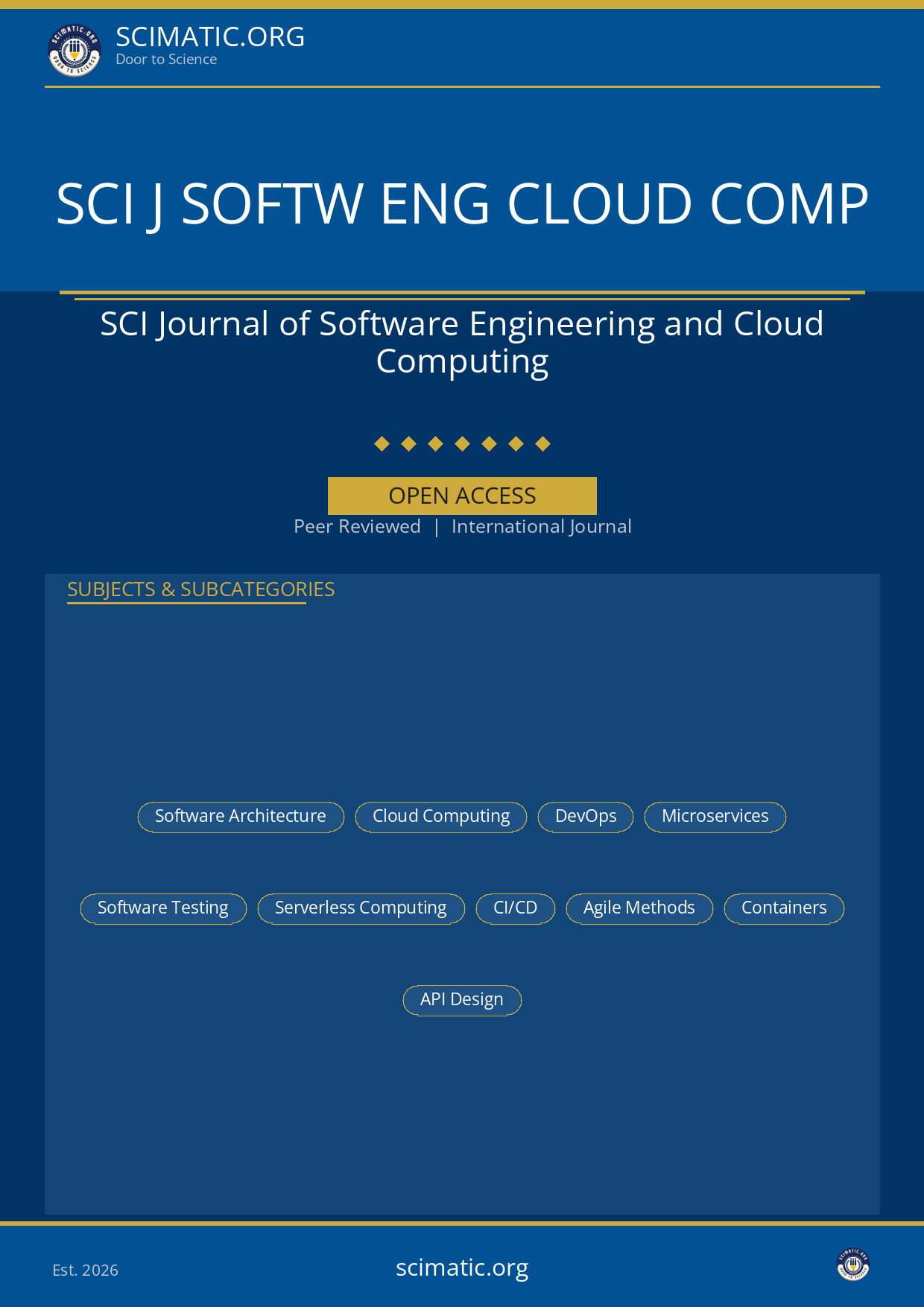 SCI Journal of Software Engineering and Cloud Computing