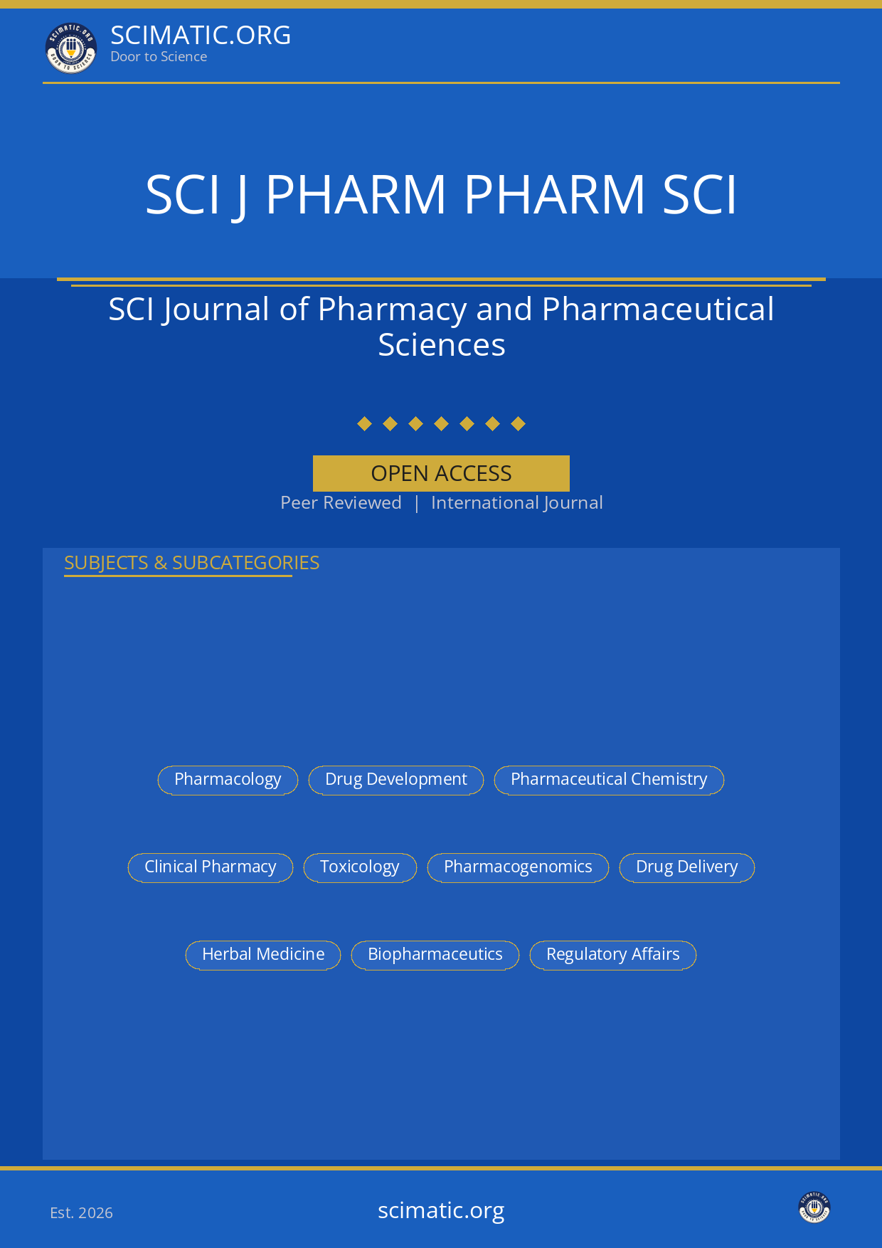 SCI Journal of Pharmacy and Pharmaceutical Sciences