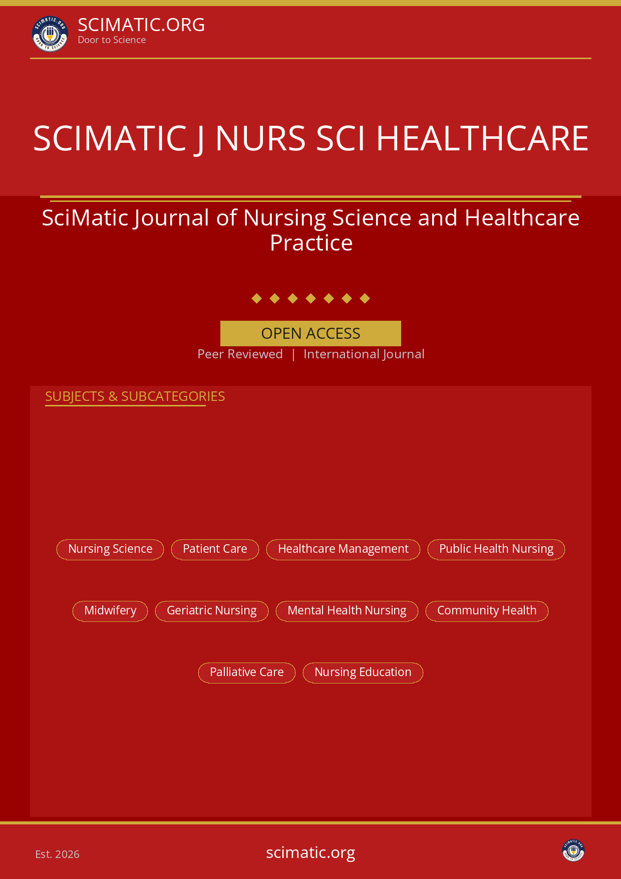 SciMatic Journal of Nursing Science and Healthcare Practice