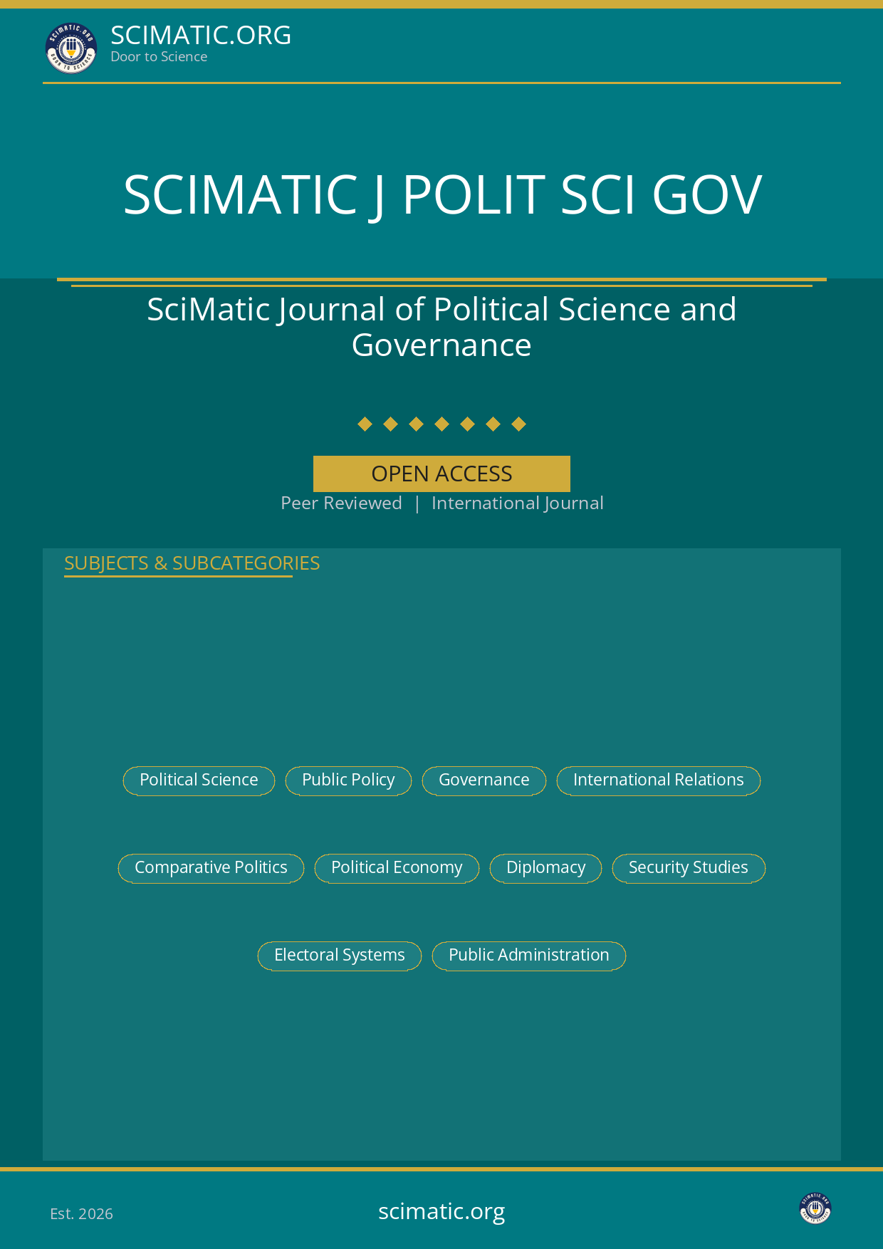 SciMatic Journal of Political Science and Governance