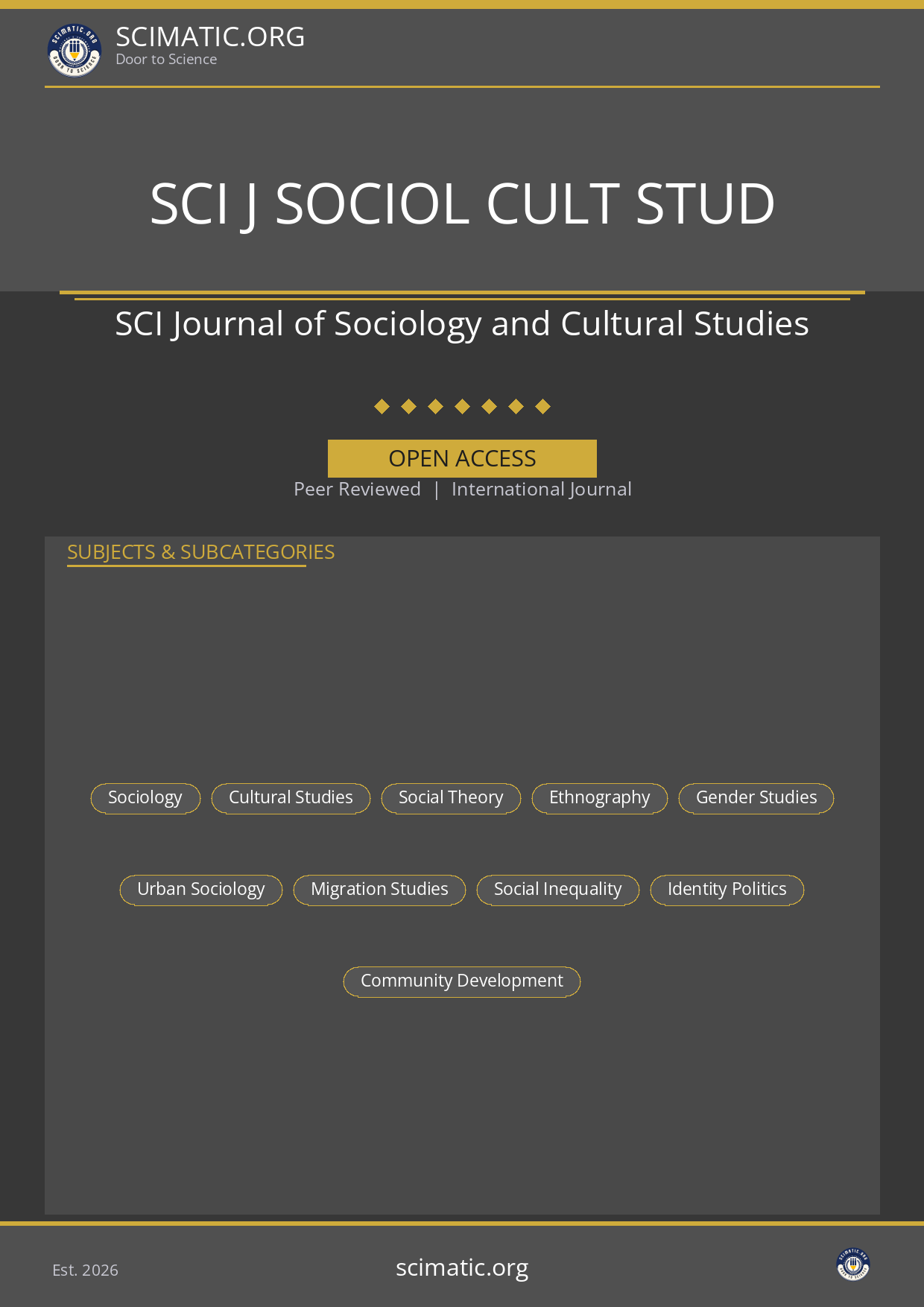 SCI Journal of Sociology and Cultural Studies