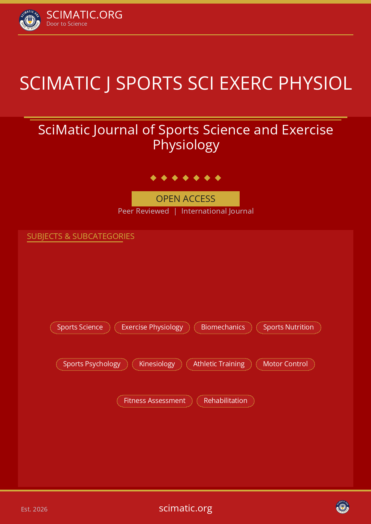 SciMatic Journal of Sports Science and Exercise Physiology