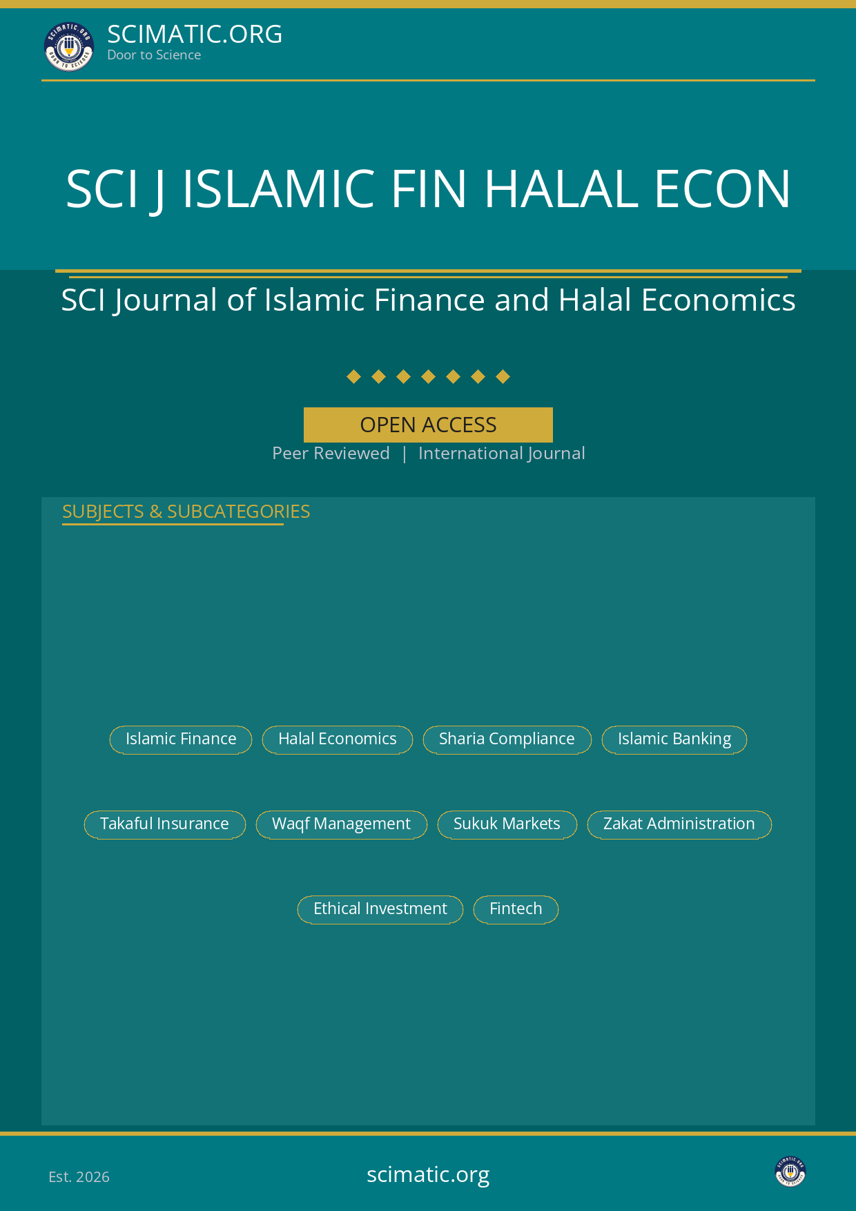 SCI Journal of Islamic Finance and Halal Economics