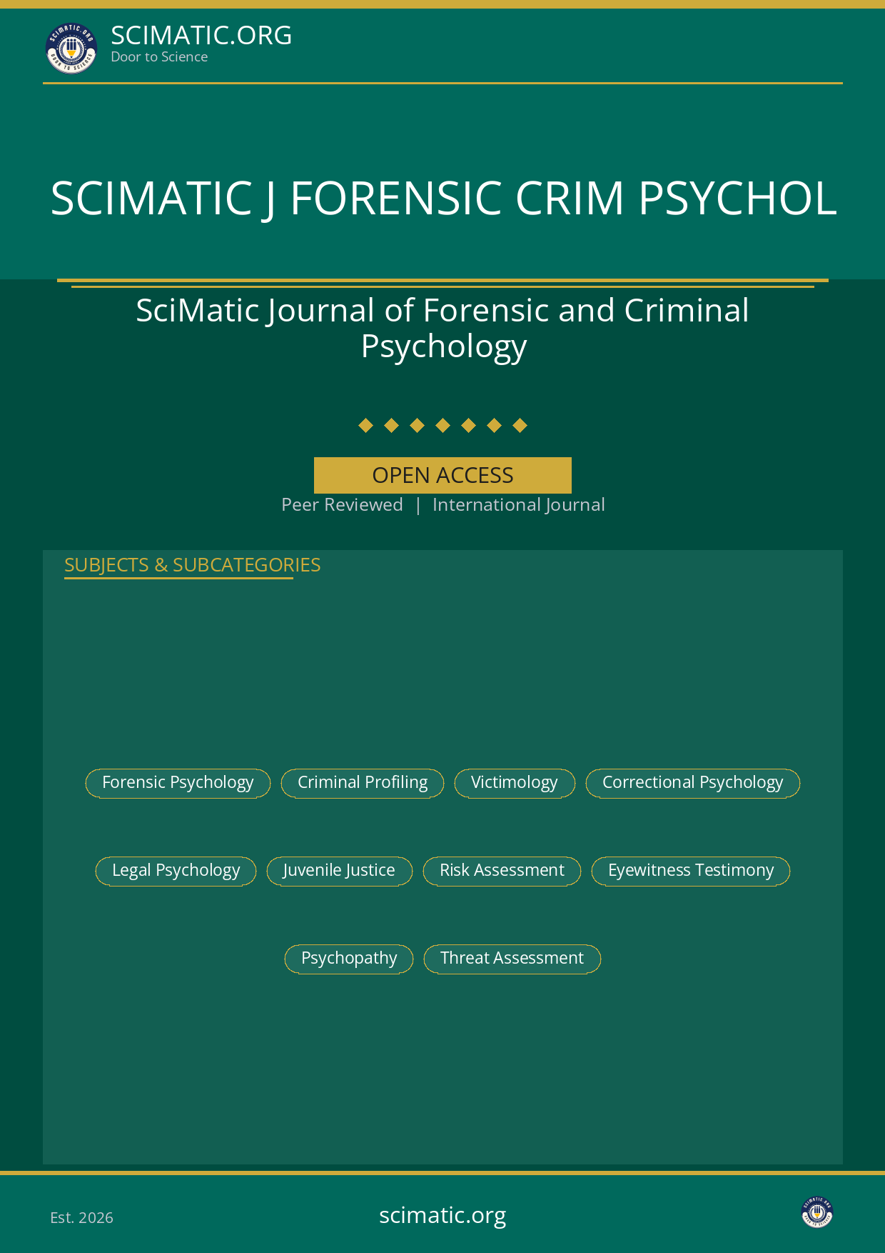 SciMatic Journal of Forensic and Criminal Psychology